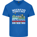 Hunting Weekend Alcohol Beer Funny Hunter Mens V-Neck Cotton T-Shirt Royal Blue