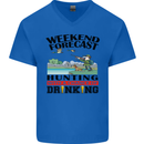 Hunting Weekend Alcohol Beer Funny Hunter Mens V-Neck Cotton T-Shirt Royal Blue