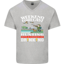 Hunting Weekend Alcohol Beer Funny Hunter Mens V-Neck Cotton T-Shirt Sports Grey
