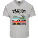 Hunting Weekend Alcohol Beer Funny Hunter Mens V-Neck Cotton T-Shirt Sports Grey