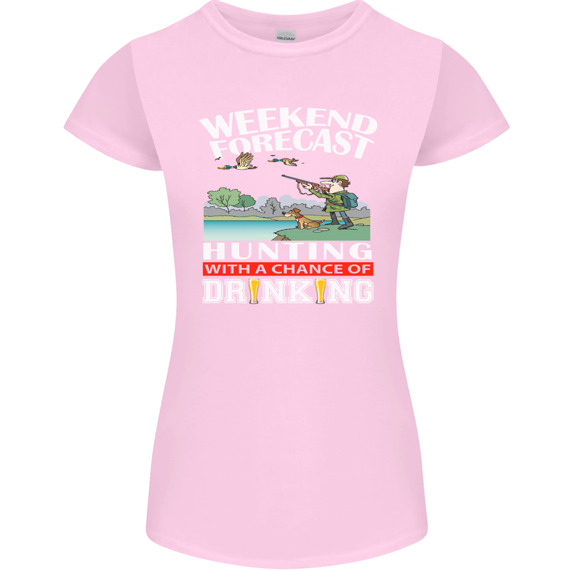Hunting Weekend Alcohol Beer Funny Hunter Womens Petite Cut T-Shirt Light Pink