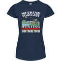 Hunting Weekend Alcohol Beer Funny Hunter Womens Petite Cut T-Shirt Navy Blue