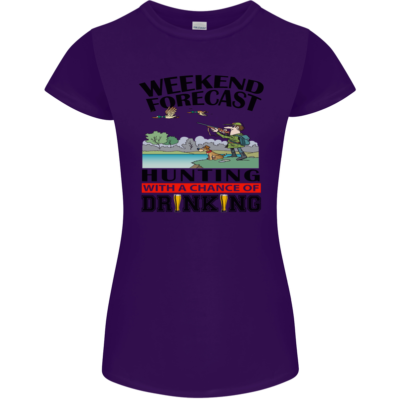 Hunting Weekend Alcohol Beer Funny Hunter Womens Petite Cut T-Shirt Purple