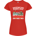 Hunting Weekend Alcohol Beer Funny Hunter Womens Petite Cut T-Shirt Red