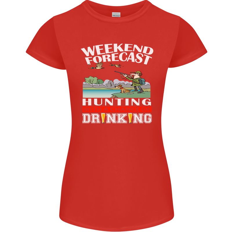 Hunting Weekend Alcohol Beer Funny Hunter Womens Petite Cut T-Shirt Red