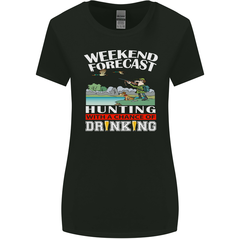 Hunting Weekend Alcohol Beer Funny Hunter Womens Wider Cut T-Shirt Black