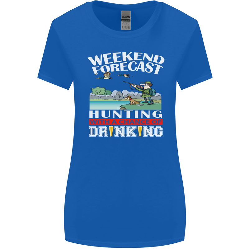 Hunting Weekend Alcohol Beer Funny Hunter Womens Wider Cut T-Shirt Royal Blue