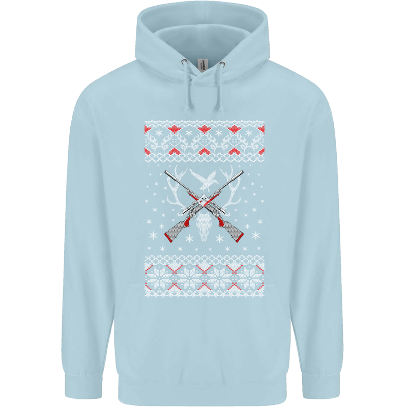 Huntsmath Christmas Hunting Funny Xmas Childrens Kids Hoodie Light Blue