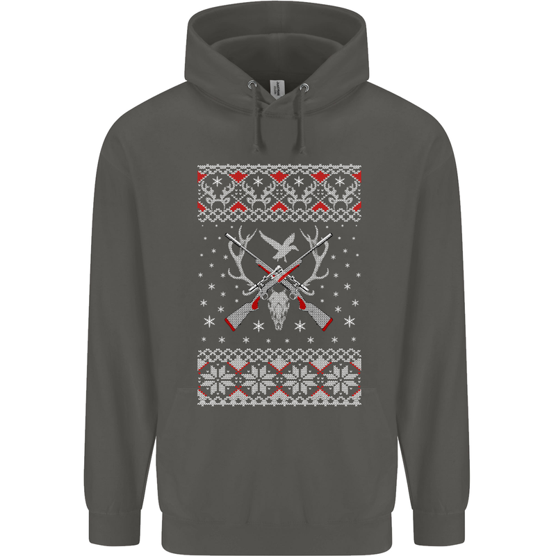 Huntsmath Christmas Hunting Funny Xmas Childrens Kids Hoodie Storm Grey