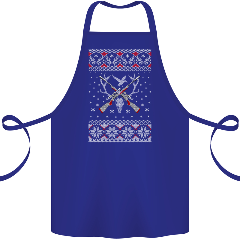 Huntsmath Christmas Hunting Funny Xmas Cotton Apron 100% Organic Royal Blue