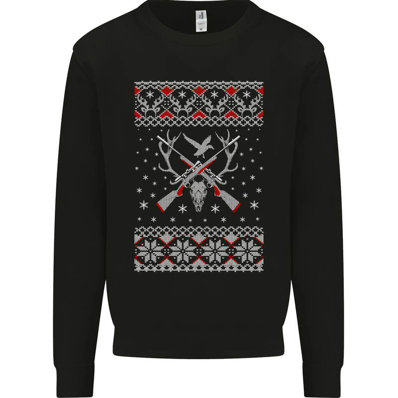 Huntsmath Christmas Hunting Funny Xmas Kids Sweatshirt Jumper Black
