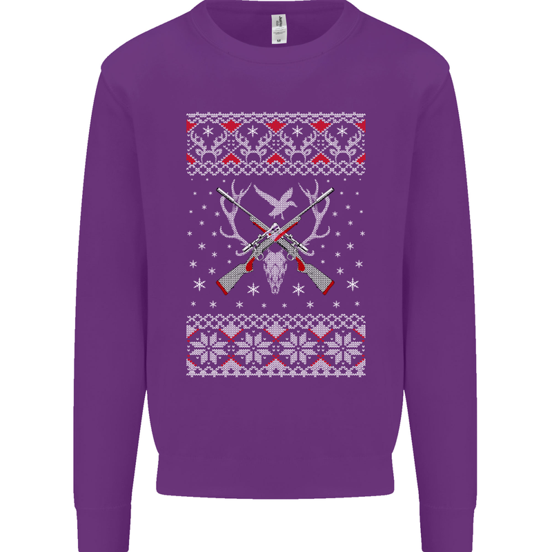 Huntsmath Christmas Hunting Funny Xmas Kids Sweatshirt Jumper Purple