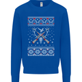 Huntsmath Christmas Hunting Funny Xmas Kids Sweatshirt Jumper Royal Blue