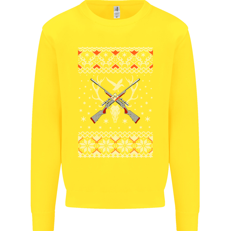 Huntsmath Christmas Hunting Funny Xmas Kids Sweatshirt Jumper Yellow