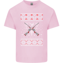 Huntsmath Christmas Hunting Funny Xmas Kids T-Shirt Childrens Light Pink