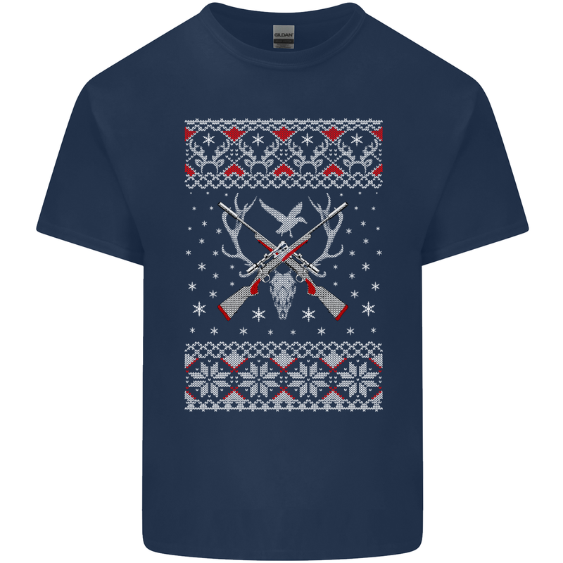 Huntsmath Christmas Hunting Funny Xmas Kids T-Shirt Childrens Navy Blue