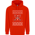 Huntsmath Christmas Hunting Funny Xmas Mens 80% Cotton Hoodie Bright Red