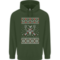 Huntsmath Christmas Hunting Funny Xmas Mens 80% Cotton Hoodie Forest Green
