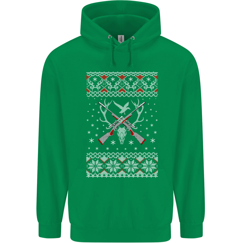 Huntsmath Christmas Hunting Funny Xmas Mens 80% Cotton Hoodie Irish Green