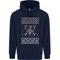 Huntsmath Christmas Hunting Funny Xmas Mens 80% Cotton Hoodie Navy Blue