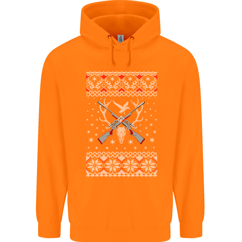 Huntsmath Christmas Hunting Funny Xmas Mens 80% Cotton Hoodie Orange