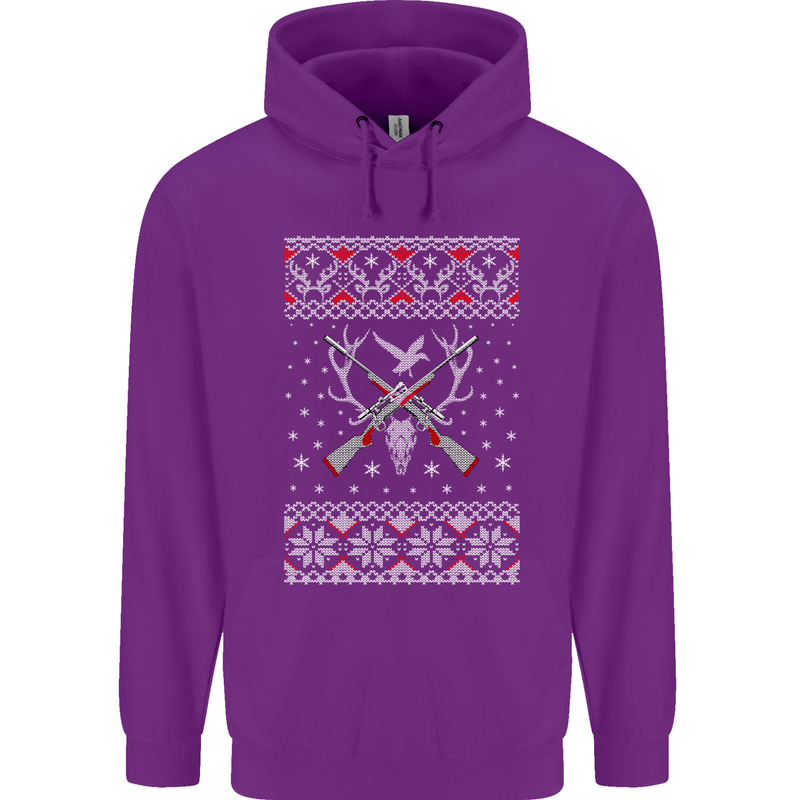 Huntsmath Christmas Hunting Funny Xmas Mens 80% Cotton Hoodie Purple