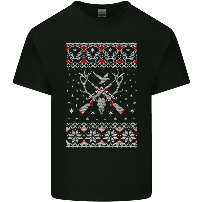 Huntsmath Christmas Hunting Funny Xmas Mens Cotton T-Shirt Tee Top Black