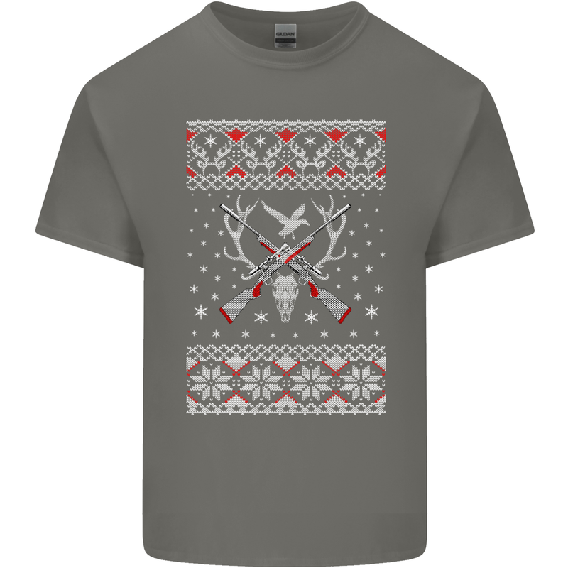 Huntsmath Christmas Hunting Funny Xmas Mens Cotton T-Shirt Tee Top Charcoal