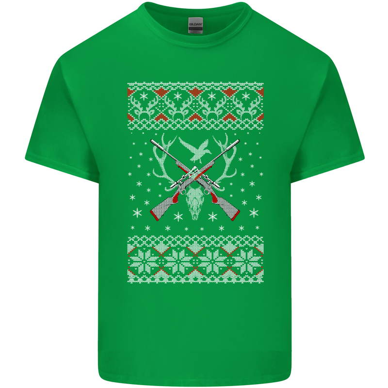 Huntsmath Christmas Hunting Funny Xmas Mens Cotton T-Shirt Tee Top Irish Green