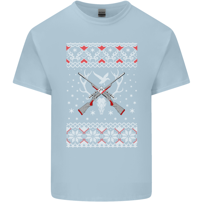 Huntsmath Christmas Hunting Funny Xmas Mens Cotton T-Shirt Tee Top Light Blue