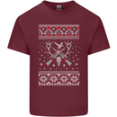 Huntsmath Christmas Hunting Funny Xmas Mens Cotton T-Shirt Tee Top Maroon