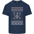 Huntsmath Christmas Hunting Funny Xmas Mens Cotton T-Shirt Tee Top Navy Blue