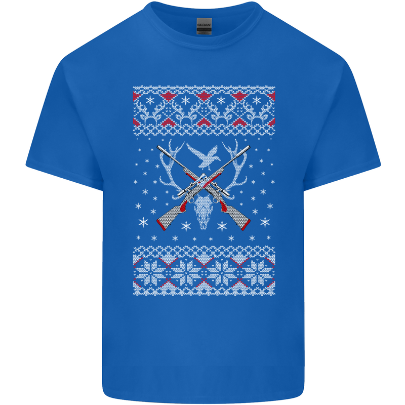 Huntsmath Christmas Hunting Funny Xmas Mens Cotton T-Shirt Tee Top Royal Blue