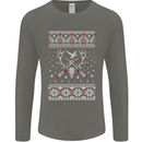 Huntsmath Christmas Hunting Funny Xmas Mens Long Sleeve T-Shirt Charcoal