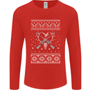 Huntsmath Christmas Hunting Funny Xmas Mens Long Sleeve T-Shirt Red
