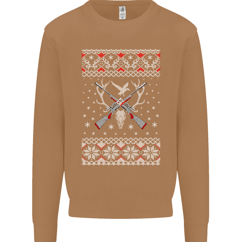 Huntsmath Christmas Hunting Funny Xmas Mens Sweatshirt Jumper Caramel Latte