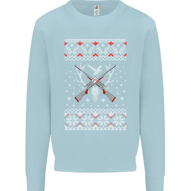 Huntsmath Christmas Hunting Funny Xmas Mens Sweatshirt Jumper Light Blue