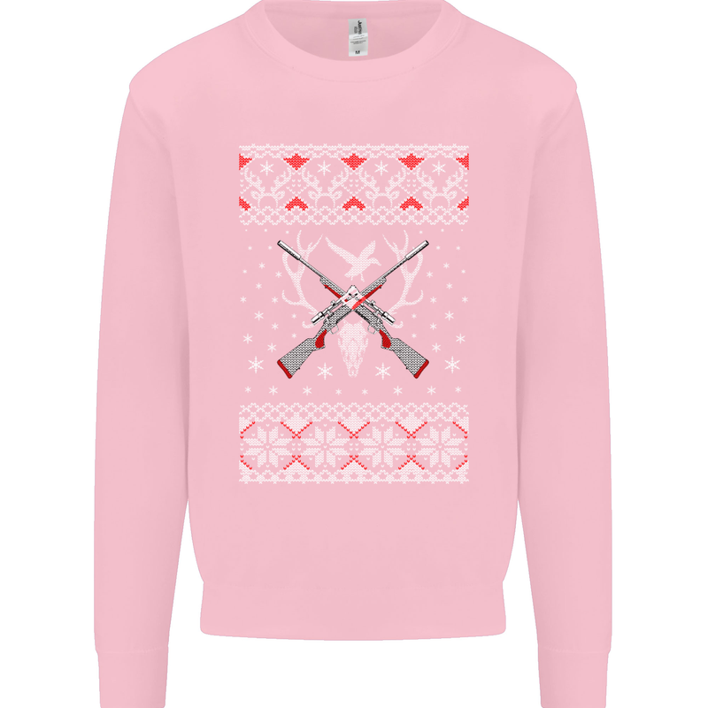 Huntsmath Christmas Hunting Funny Xmas Mens Sweatshirt Jumper Light Pink