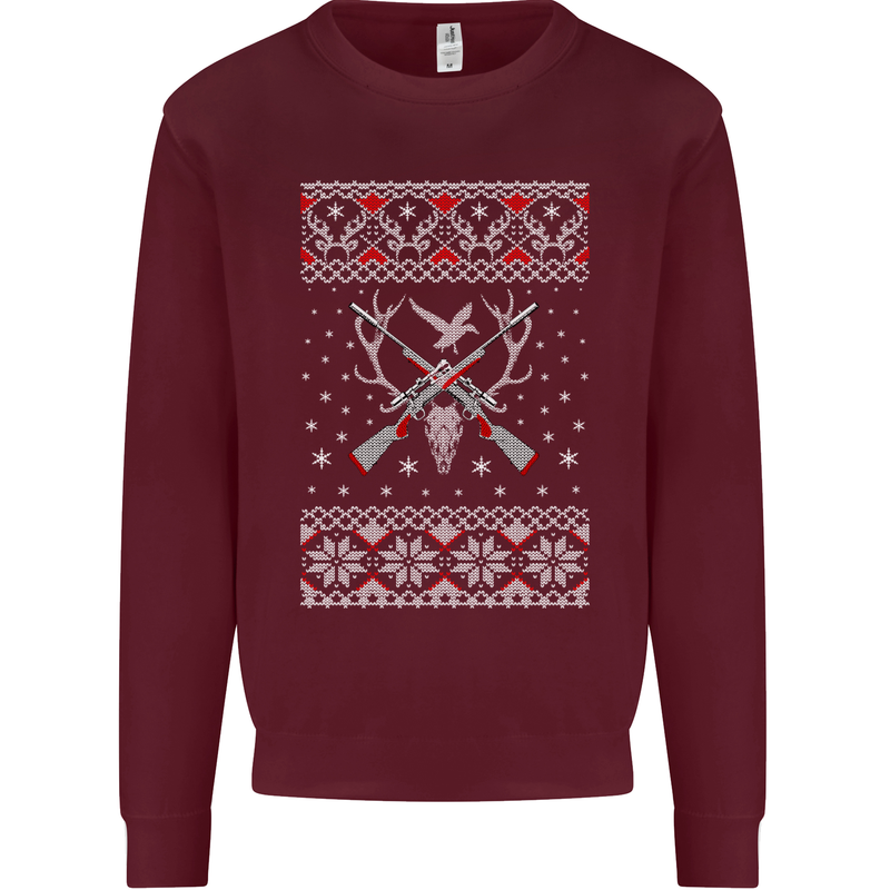 Huntsmath Christmas Hunting Funny Xmas Mens Sweatshirt Jumper Maroon