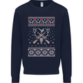 Huntsmath Christmas Hunting Funny Xmas Mens Sweatshirt Jumper Navy Blue