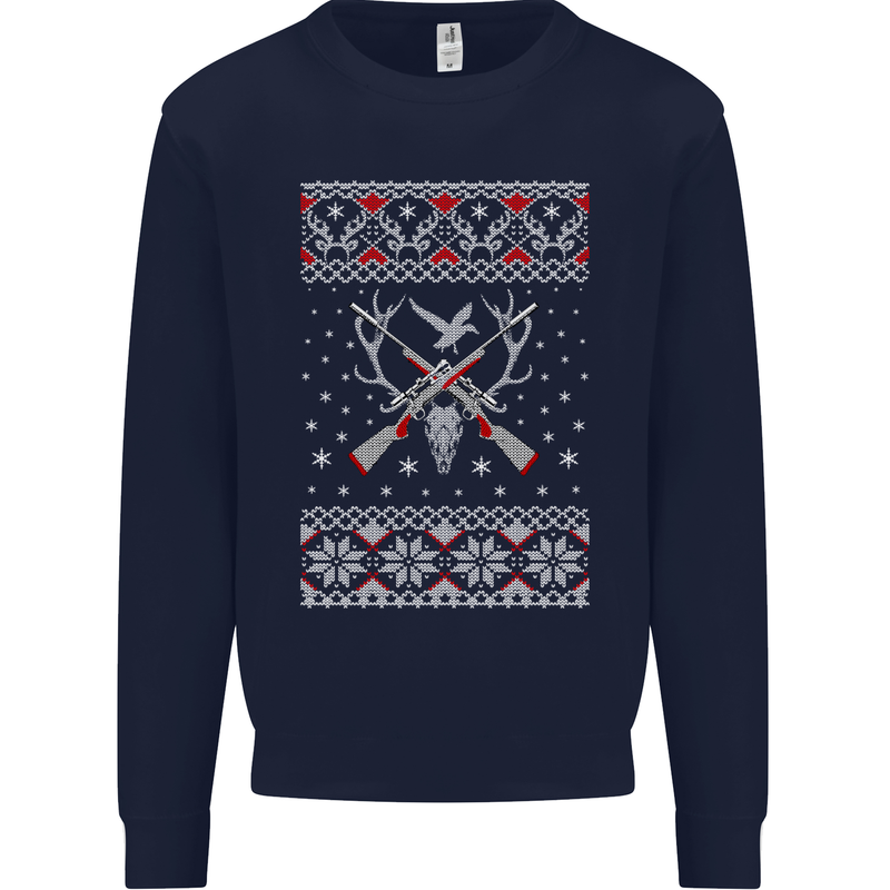 Huntsmath Christmas Hunting Funny Xmas Mens Sweatshirt Jumper Navy Blue