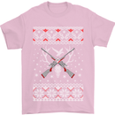 Huntsmath Christmas Hunting Funny Xmas Mens T-Shirt Cotton Gildan Light Pink
