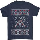 Huntsmath Christmas Hunting Funny Xmas Mens T-Shirt Cotton Gildan Navy Blue