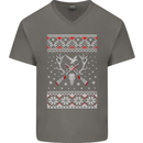 Huntsmath Christmas Hunting Funny Xmas Mens V-Neck Cotton T-Shirt Charcoal
