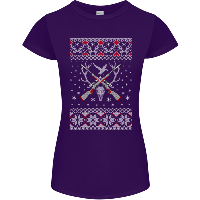 Huntsmath Christmas Hunting Funny Xmas Womens Petite Cut T-Shirt Purple