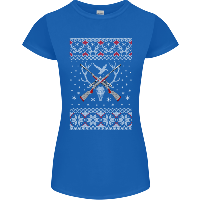 Huntsmath Christmas Hunting Funny Xmas Womens Petite Cut T-Shirt Royal Blue
