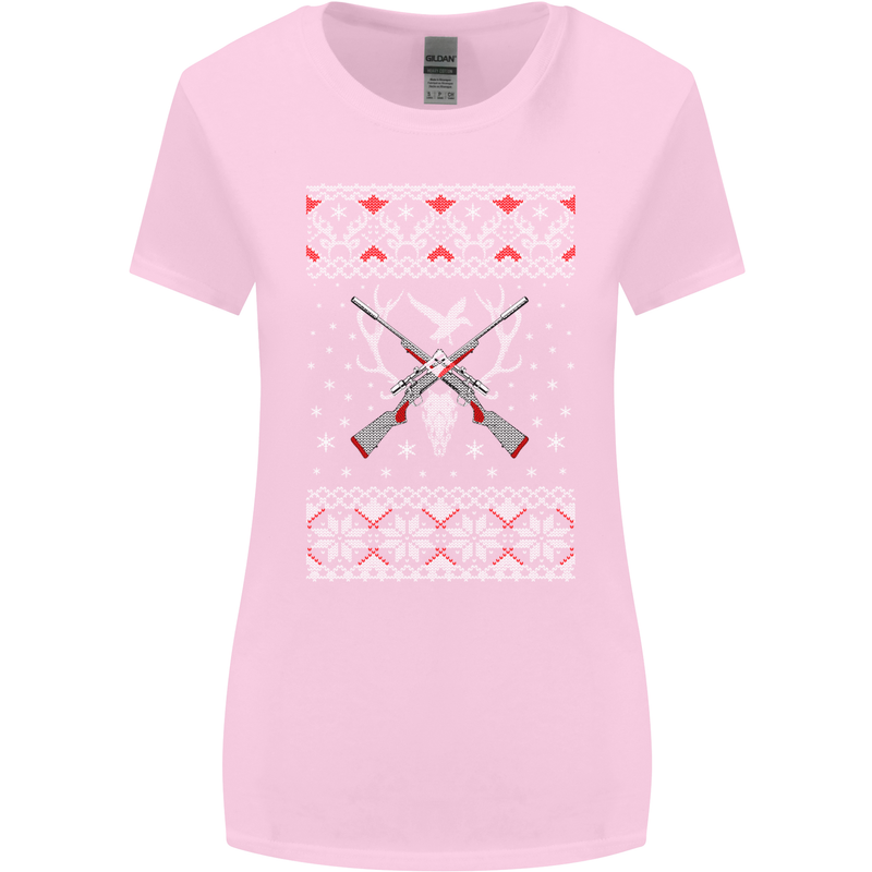 Huntsmath Christmas Hunting Funny Xmas Womens Wider Cut T-Shirt Light Pink