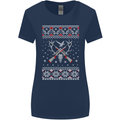 Huntsmath Christmas Hunting Funny Xmas Womens Wider Cut T-Shirt Navy Blue