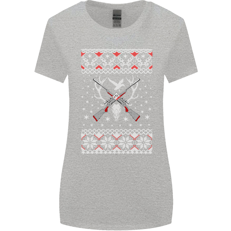 Huntsmath Christmas Hunting Funny Xmas Womens Wider Cut T-Shirt Sports Grey