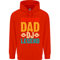 Husband Dad DJ Legend Fathers Day Childrens Kids Hoodie Bright Red
